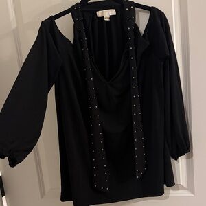 Black Longsleeve Women's Top with Open Shoulders